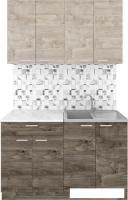 Готовая кухня Агута Альфа 1.2 (дуб эспрессо/дуб винтажный/опал светлый)