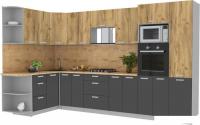 Готовая кухня Интерлиния Мила Лайт 1.68x3.4 левая (дуб золотой/антрацит/дуб бунратти)