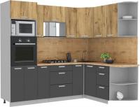 Готовая кухня Интерлиния Мила Лайт 1.68x2.4 правая (дуб золотой/антрацит/дуб бунратти)