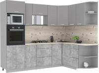 Готовая кухня Интерлиния Мила Лайт 1.68x2.6 правая (серебристый/бетон/бискайская сосна)