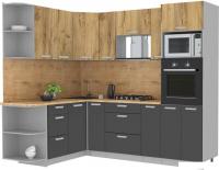 Готовая кухня Интерлиния Мила Лайт 1.68x2.4 левая (дуб золотой/антрацит/дуб бунратти)