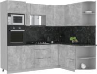 Готовая кухня Интерлиния Мила Лайт 1.68x2.4 правая (бетон/бетон/кастилло темный)