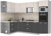 Готовая кухня Интерлиния Мила Лайт 1.68x2.8 левая (вудлайн кремовый/антрацит/бискайская сосна)