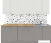 Готовая кухня Агута Альфа 2.4 (глиняный серый/холодный серый/дуб бунратти)