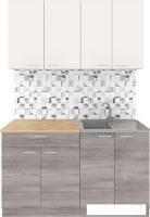 Готовая кухня Агута Альфа 1.4 (дуб пепельный/сатин/дуб бунратти)