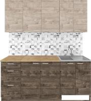 Готовая кухня Агута Альфа 1.8 (дуб эспрессо/дуб винтажный/дуб бунратти)