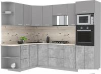 Готовая кухня Интерлиния Мила Лайт 1.68x2.6 левая (серебристый/бетон/бискайская сосна)