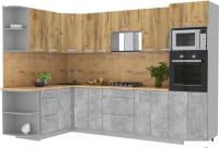 Готовая кухня Интерлиния Мила Лайт 1.68x3.0 левая (дуб золотой/бетон/дуб бунратти)