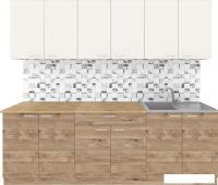 Готовая кухня Агута Альфа 2.4 (дуб золотой/сатин/дуб бунратти)