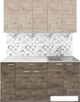 Готовая кухня Агута Альфа 1.5 (дуб эспрессо/дуб винтажный/опал светлый)