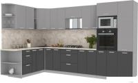 Готовая кухня Интерлиния Мила Лайт 1.88x3.4 левая (серебристый/антрацит/малага)