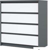 Комод Империал Мишель 4 ящика (антрацит/белый жемчуг)