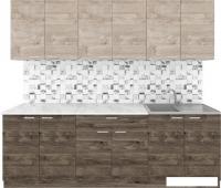 Готовая кухня Агута Альфа 2.4 (дуб эспрессо/дуб винтажный/этория)