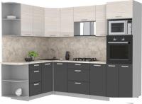 Готовая кухня Интерлиния Мила Лайт 1.68x2.6 левая (вудлайн кремовый/антрацит/малага)