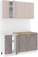 Готовая кухня Кортекс-мебель Корнелия Лира-лайт км.02516 1.5 м (капучино/оникс/мадрид)