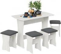 Обеденная группа Трия Тип 1 (дуб крафт белый/велюр серый)