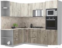 Готовая кухня Интерлиния Мила Лайт 1.68x2.4 левая (дуб белый/дуб серый/малага)