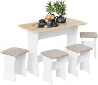 Обеденная группа Трия Тип 1 (белый/дуб крафт золотой/иск. замша latte)