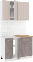 Готовая кухня Кортекс-мебель Корнелия Лира-лайт км.02458 1.1 м (капучино/оникс/дуб бунратти)