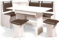 Обеденная группа Анмикс ЛДСП с кухонным уголком (бодега/кожзам коричневый)