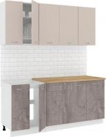 Готовая кухня Кортекс-мебель Корнелия Лира-лайт 1.8м (капучино/оникс/дуб бунратти)