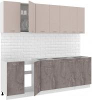 Готовая кухня Кортекс-мебель Корнелия Лира-лайт 2.3м без столешницы (капучино/оникс)