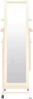 Стойка для одежды Мебелик с зеркалом на колесах В 24Н (слоновая кость)