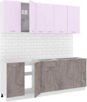 Готовая кухня Кортекс-мебель Корнелия Лира-лайт 2.1м без столешницы (сирень/оникс)