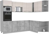 Готовая кухня Интерлиния Мила Лайт 1.88x2.6 правая без столешницы (вудлайн кремовый/бетон)