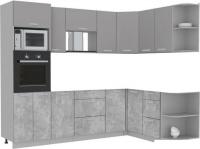 Готовая кухня Интерлиния Мила Лайт 1.68x2.6 правая без столешницы (серебристый/бетон)