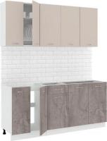 Готовая кухня Кортекс-мебель Корнелия Лира-лайт 1.8м без столешницы (капучино/оникс)