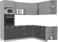 Готовая кухня Интерлиния Мила Лайт 1.88x2.4 правая без столешницы (серебристый/антрацит)