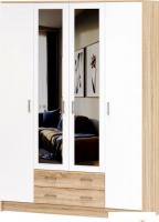 Шкаф распашной Памир Беатрис Квадро (дуб сонома/белый глянец)