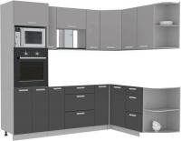 Готовая кухня Интерлиния Мила Лайт 1.68x2.4 правая без столешницы (серебристый/антрацит)
