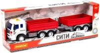 Грузовик Полесье Сити бортовой с прицепом 93110 (красный)
