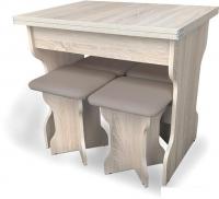 Обеденная группа Анмикс ЛДСП (дуб санома/кожзам капучино)