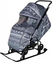 Санки-коляска Galaxy Снежинка Универсал 1 (финская ночь/олени на сером)