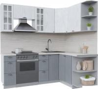 Готовая кухня Интерлиния Берес 1.5x2.1 правая (дуб полярный/дуб серый/травертин серый)