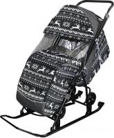 Санки-коляска Galaxy Снежинка Универсал 1 (полярная ночь/олени на черном)