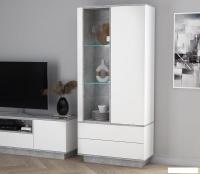 Шкаф-витрина Интерлиния Quartz QZ-ШК1 (белый платинум/бетон)