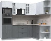 Готовая кухня Интерлиния Берес 1.68x2.4 ВТ правая (дуб полярный/дуб серый/травертин серый)