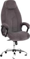Кресло TetChair Boss Lux (флок, серый/серый перфорированный)