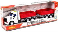 Грузовик Полесье Профи бортовой с прицепом 92557 (красный)