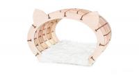 Сборная модель Eco-Wood-Art «Кошкин дом» натуральный каркас — белый мех