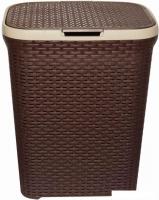 Корзина ВиолетПласт для белья 40 л с крышкой Ротанг (коричневый)