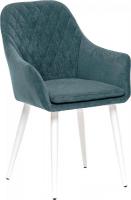 Стул с подлокотниками Leset Слим с подлокотниками (белый/велюр темно-зеленый)