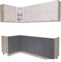 Готовая кухня Интерлиния Мила 12x22 без столешницы (вудлайн кремовый/антрацит)