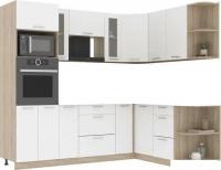 Готовая кухня Интерлиния Мила 1.68x2.4 правая без столешницы (белый платинум)