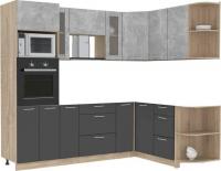 Готовая кухня Интерлиния Мила 1.68x2.4 правая без столешницы (бетон/антрацит)