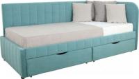 Кровать-тахта DiArt София правая (велюр Ultra Mint)